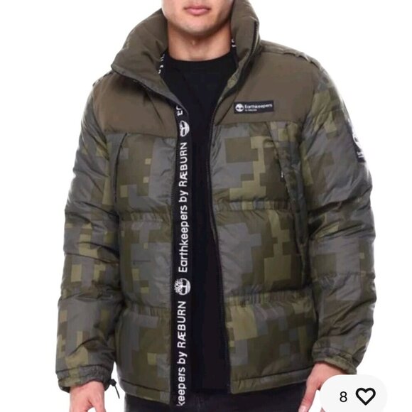 Timberland Earthkeepers By Raeburn Camo Down Puffer Jacket Colab Unisex Size M - Picture 1 of 16